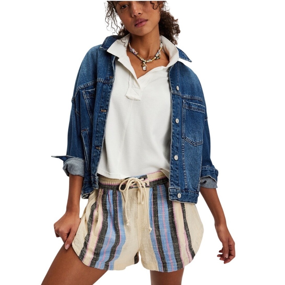 Free People Kalli Board Shorts in Sand Combo XS NWOT $68